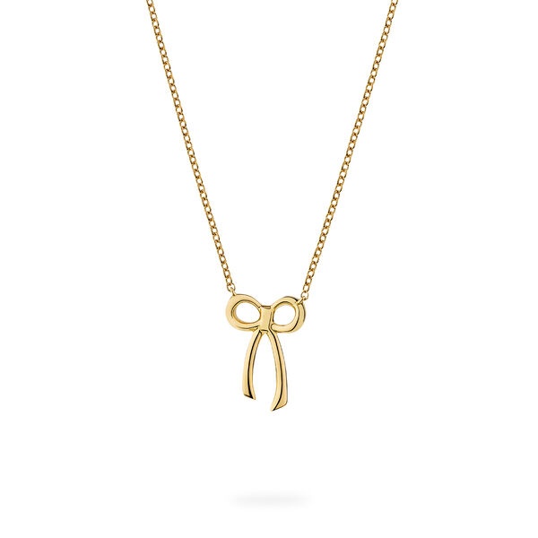 Yellow Gold Bow Pendant Necklace for Kids
