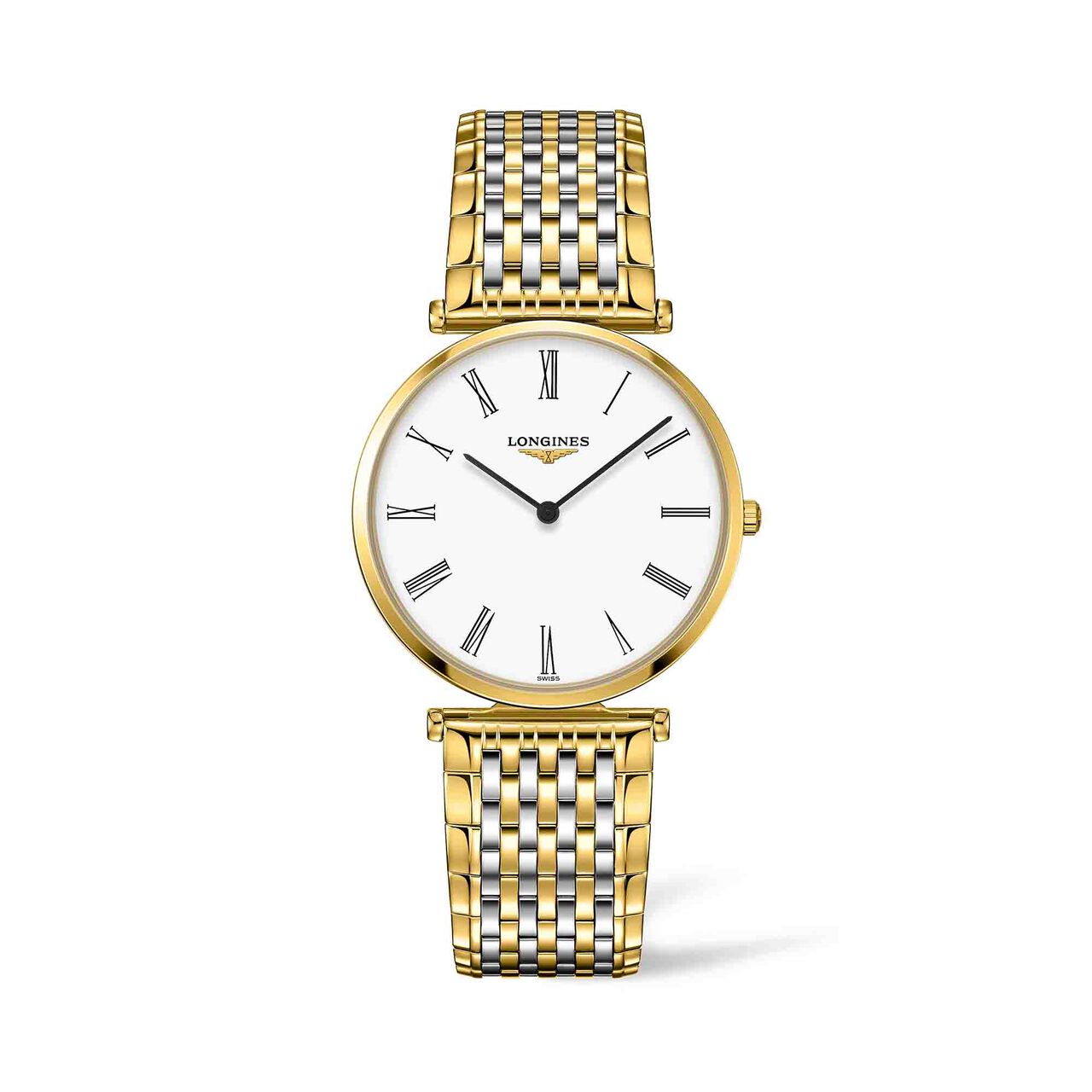 la grande classique de longines 36mm stainless steel and yellow pvd white dial l47552117 image number 0