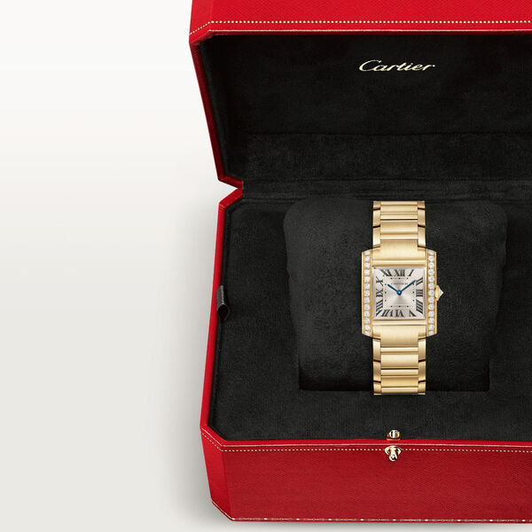 Tank Française Medium Quartz 32 x 27 mm Yellow Gold and Diamond