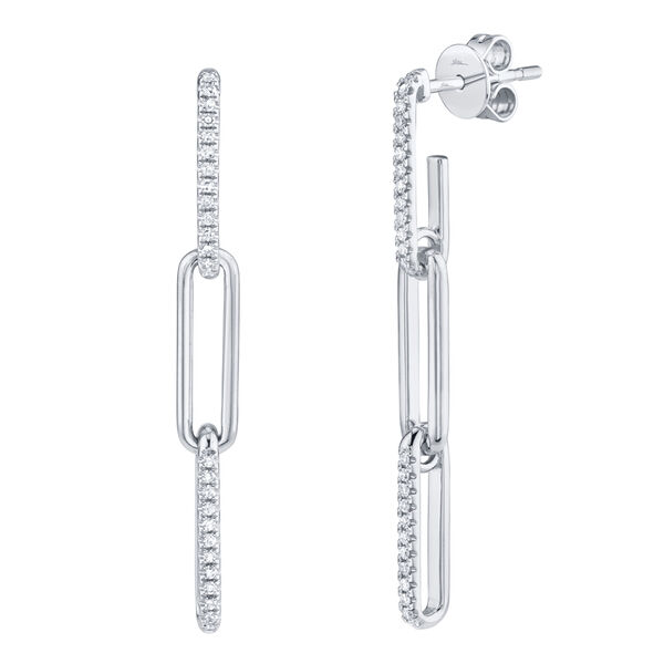 Kate White Gold and Diamond Paper Clip Link Earrings