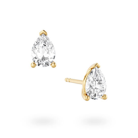 Boucles d'oreilles Birks en or jaune avec diamant solitaire taille poire bleue image number 0