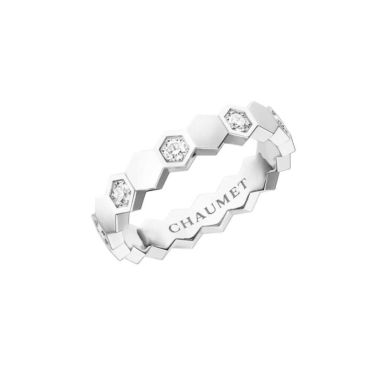 Chaumet Bee My Love White Gold Diamond Half Pavé Ring image number 0