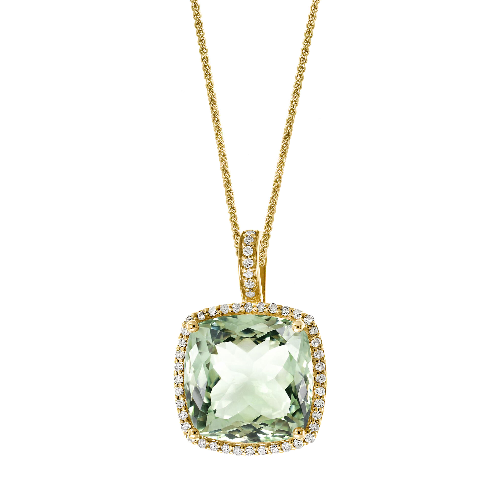 Maison Birks Salon Yellow Gold Green Quartz and Diamond Pendant