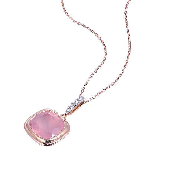 Rose Quartz Pendant in Rose Gold