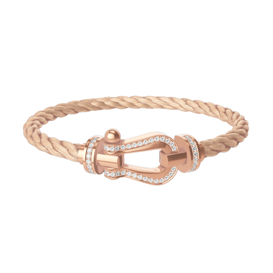 FRED Force 10 Large Rose Gold and Single Row Diamond Pavé Cable Bracelet 0B0185-6B1101 image number 0
