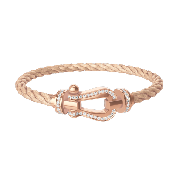 Force 10 Large Rose Gold and Single Row Diamond Pavé Cable Bracelet