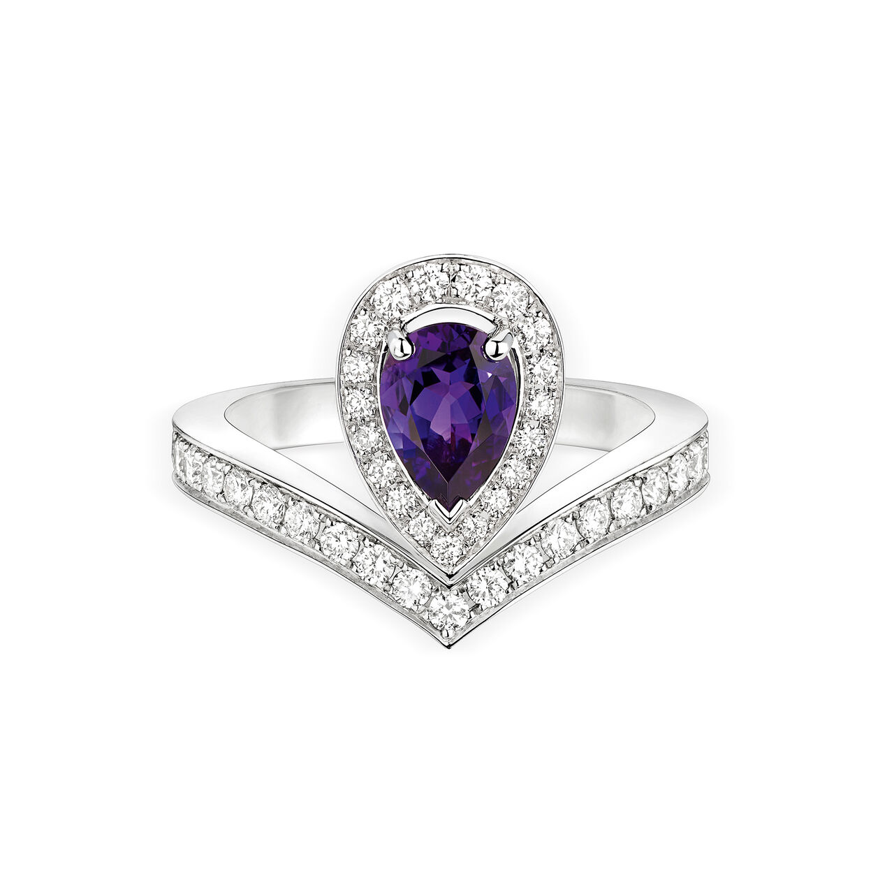 maison birks chaumet josephine aigrette white gold amethyst diamond pave ring 083339 image number 0