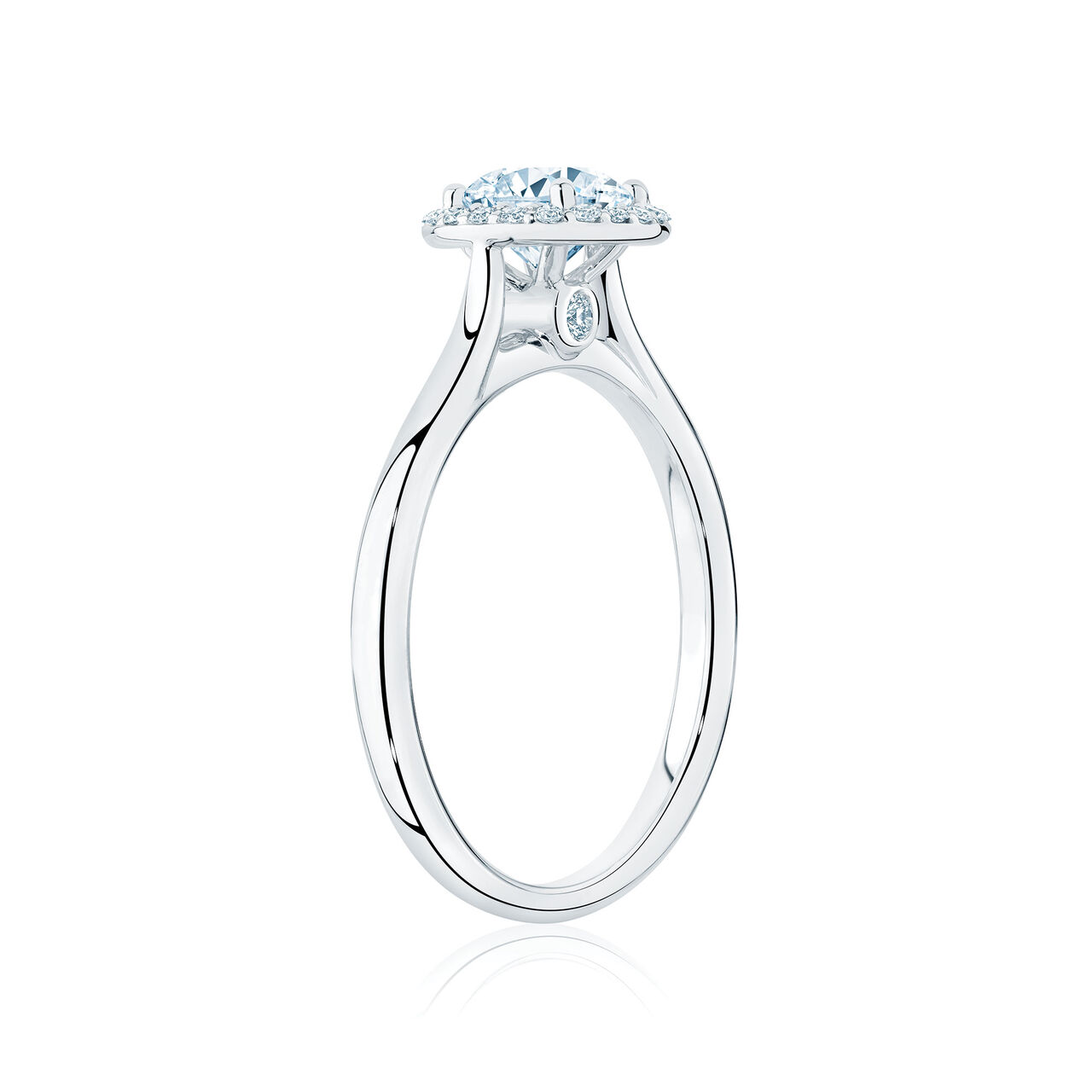 Bague de fiançailles à diamant solitaire rond avec simple halo image number 2