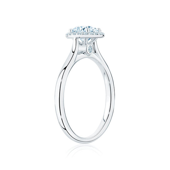 Bague de fiançailles à diamant solitaire rond avec simple halo image number 2
