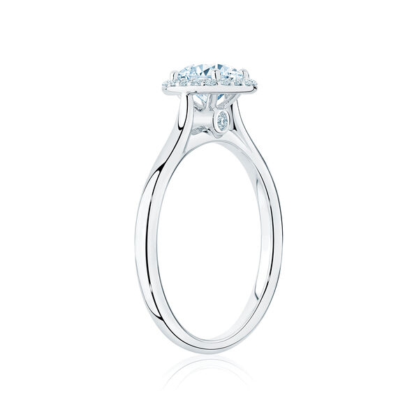Round Solitaire Diamond Engagement Ring With Single Halo