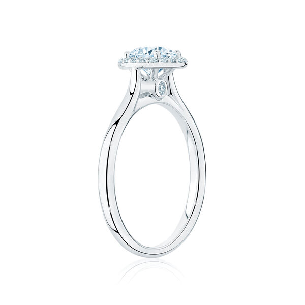 Bague de fiançailles à diamant solitaire rond avec simple halo