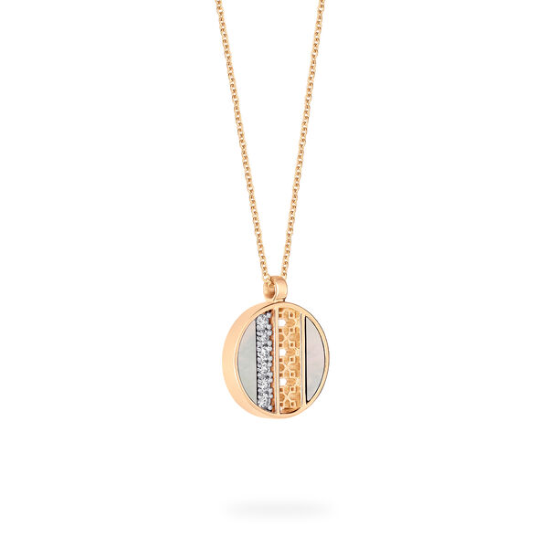 Mother-of-Pearl and Diamond Medallion Pendant, Mini (10 mm)