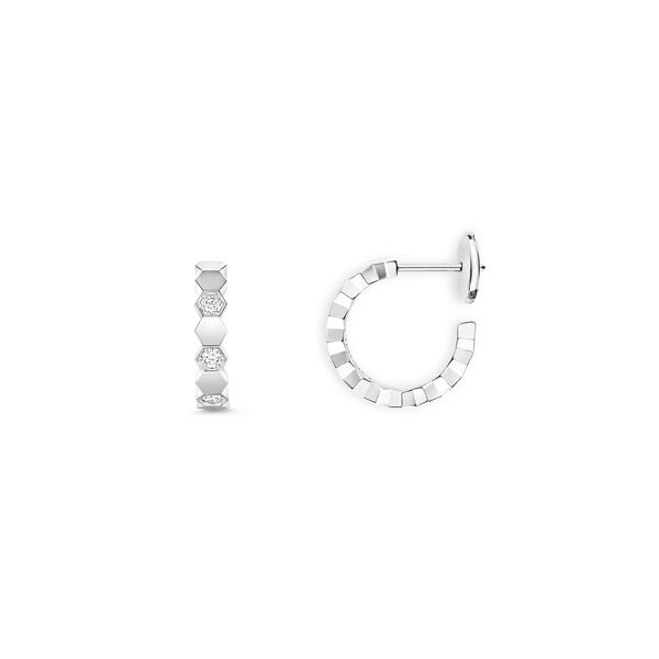 Boucles d'oreilles anneaux Bee de Chaumet en or blanc avec diamants, petit modèle