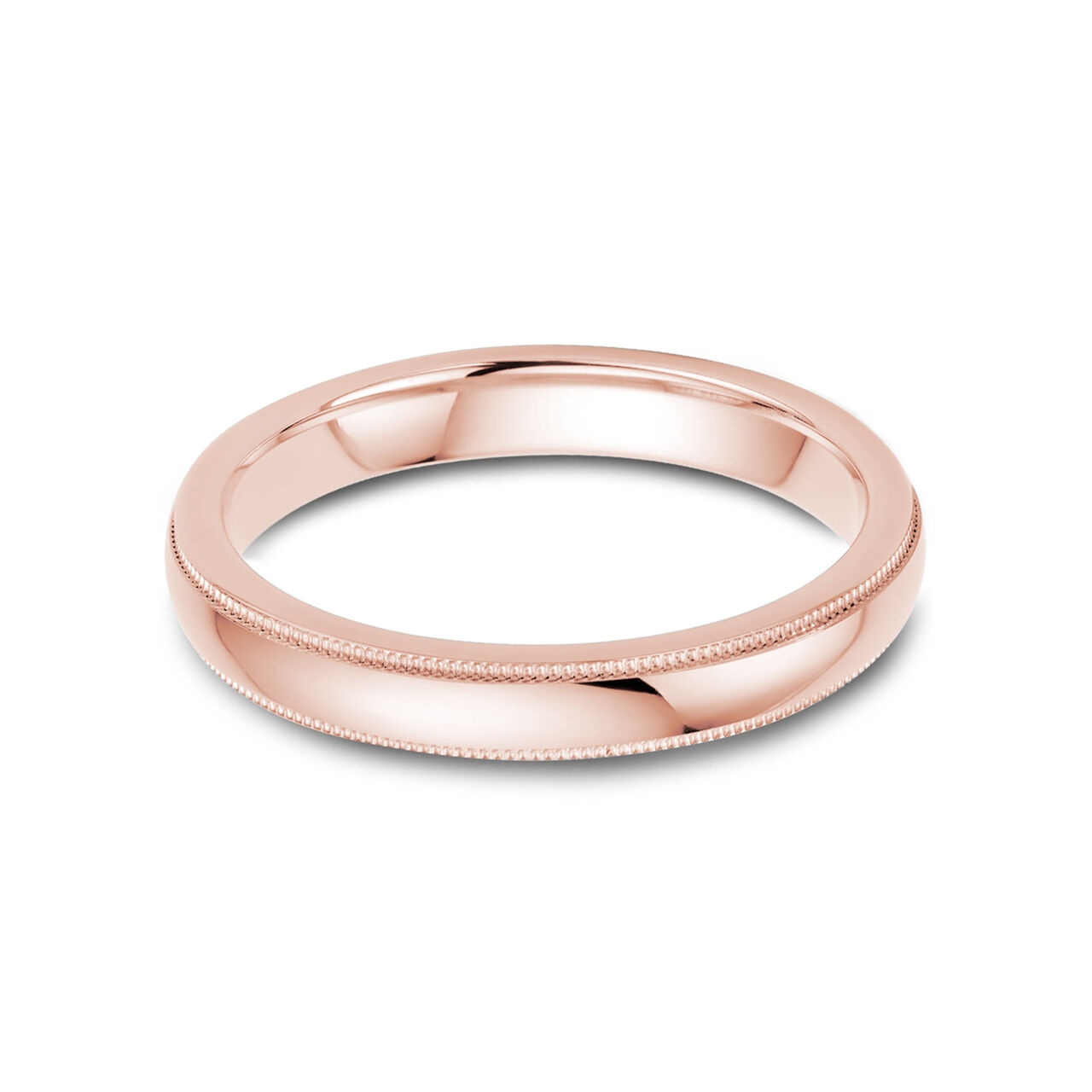 3 mm Milgrain Wedding Band Rose Gold Front image number 0