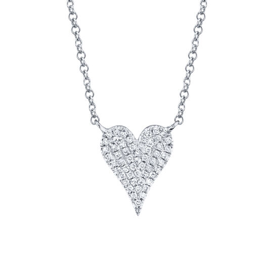 White Gold Heart Pendant with Diamond Pavé image number 0