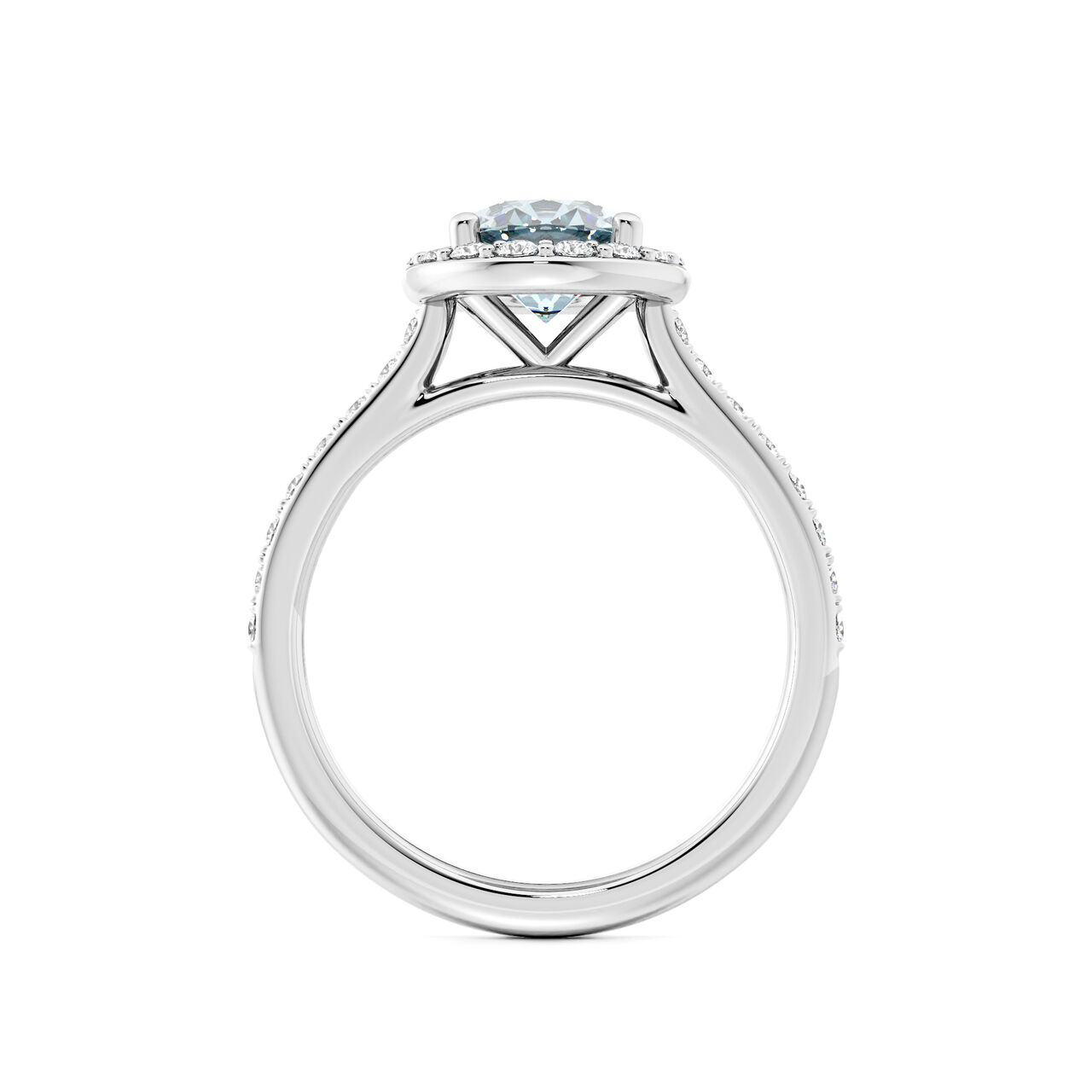 Birks Ros&eacute;e du Matin Oval-Cut Aquamarine Ring with Halo and Pav&eacute; Band image number 3