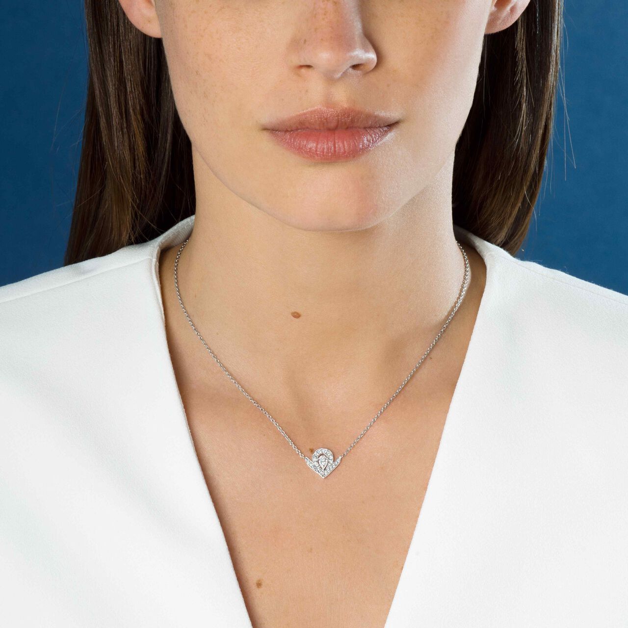 Chaumet Josephine Aigrette White Gold and Diamond Pav&eacute; Pendant 85143 on Model image number 1