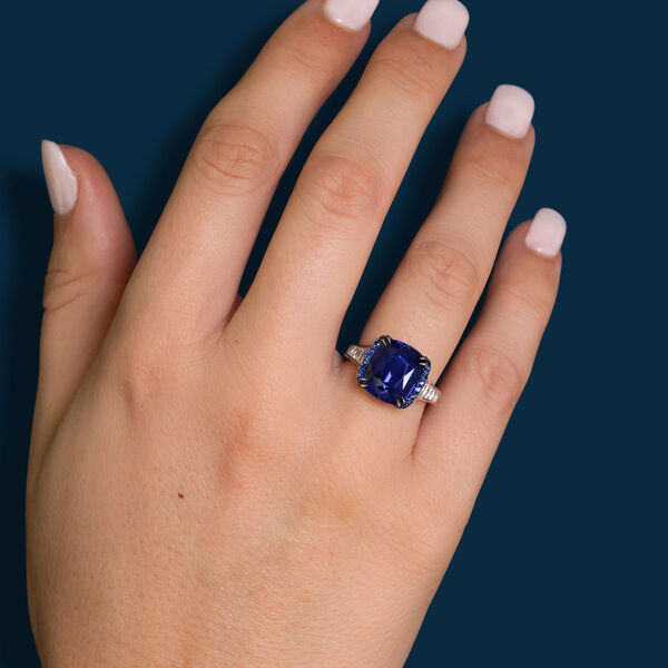 Cushion-Cut Sapphire and Diamond Ring