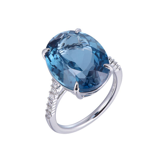 Bague Topaze Bleue de Londres en Or Blanc image number 0
