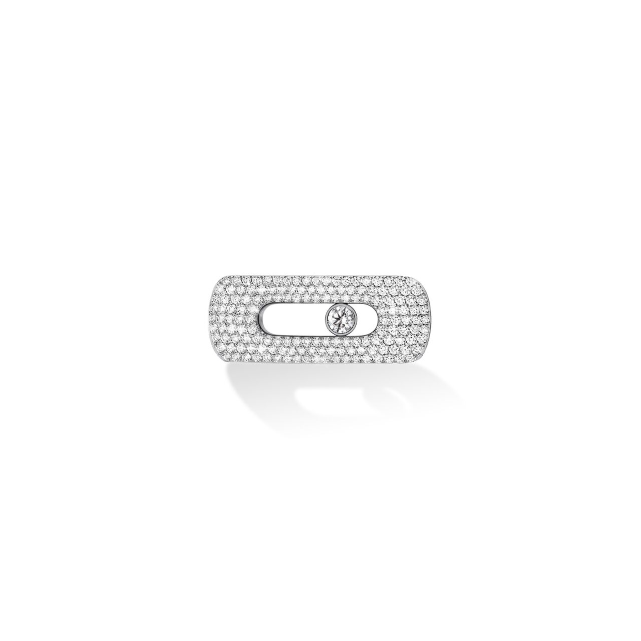 Messika My Move Leather Bracelet, Pave Diamond Motif, 18K White Gold