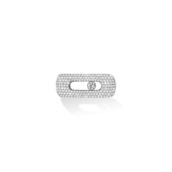 Bracelet My Move en cuir avec motif en or blanc pavé de diamants