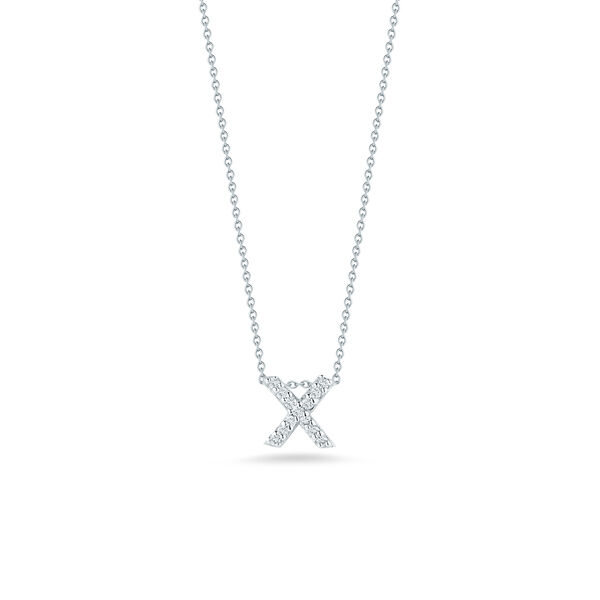 Pendentif Tiny Treasures Love Letter X en or blanc avec diamants