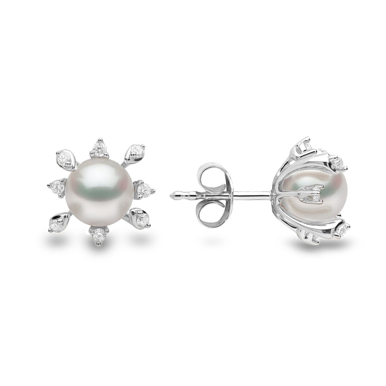 Yoko London Trend White Gold Pearl and Diamond Stud Earrings image number 3
