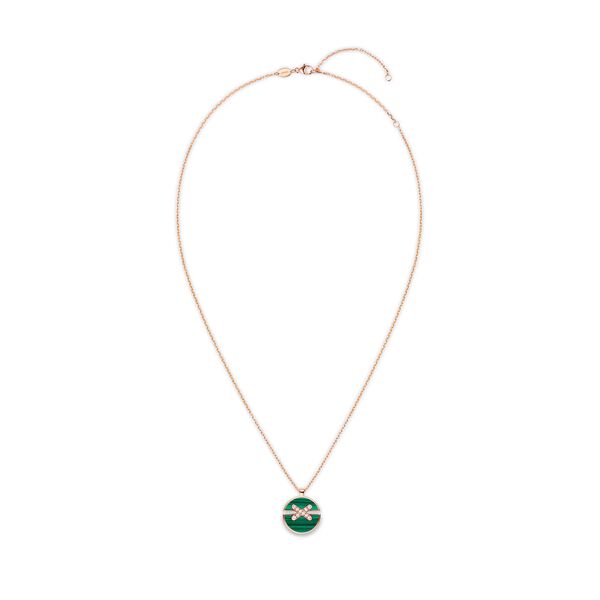 Pendentif Jeux De Liens Harmony en or rose avec malachite et diamants, moyen modèle