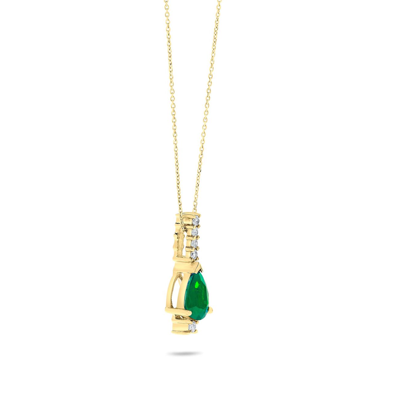 Maison Birks Salon Yellow Gold Pear-Cut Emerald Pendant with Diamonds Angle image number 1