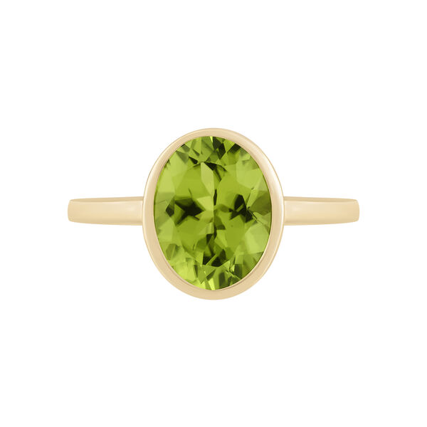 Bezel Set Oval Peridot Ring