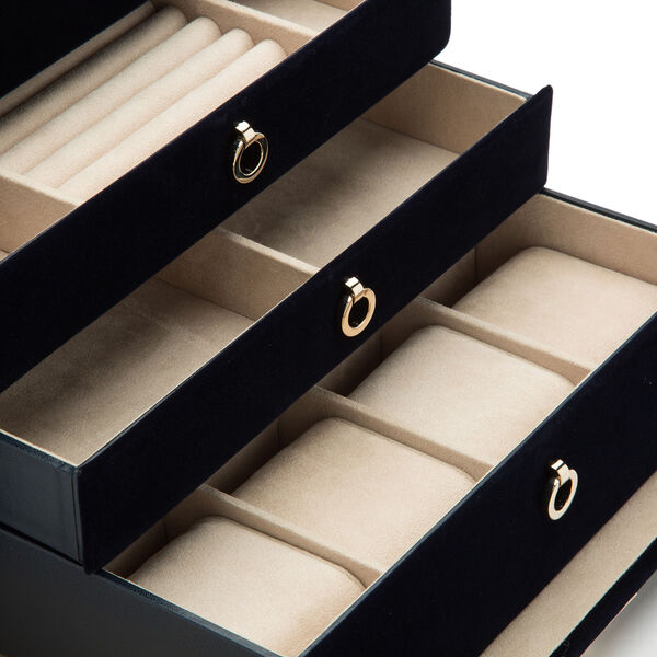 Coffret à bijoux Zoe bleu indigo, grand modèle