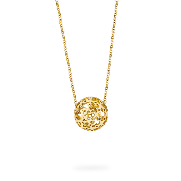 Yellow Gold Mesh Ball Necklace