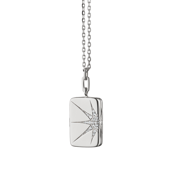 Médaillon Sun and Star Modern Lockets en argent avec saphirs blancs