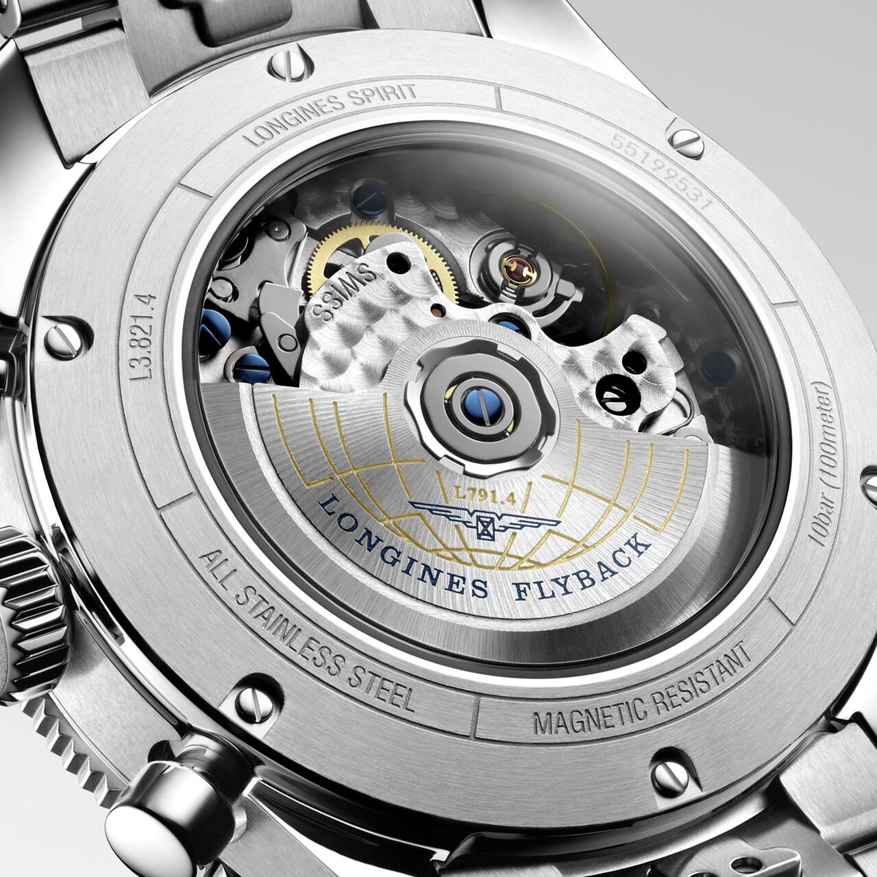 Longines Spirit Flyback Automatic Chronograph 42 mm Stainless Steel L3.821.4.53.6 Caseback image number 4