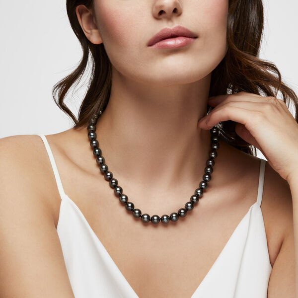 Collier de perles 9-10 mm de Tahiti en or blanc