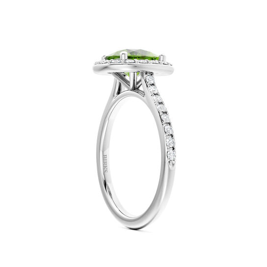 Birks Ros&eacute;e du Matin Oval-Cut Peridot Ring with Halo and Pav&eacute; Band image number 4