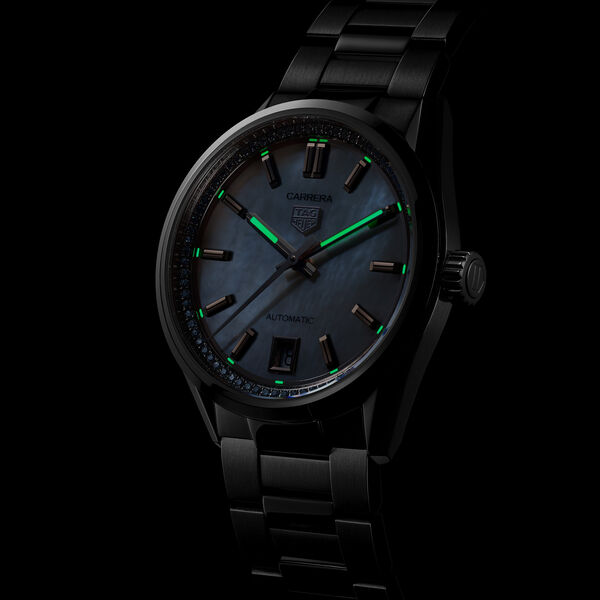 Carrera 36mm automatique en acier inoxydable et diamants