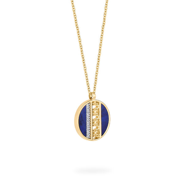 Lapis Lazuli and Diamond Medallion Pendant, S (14 mm)