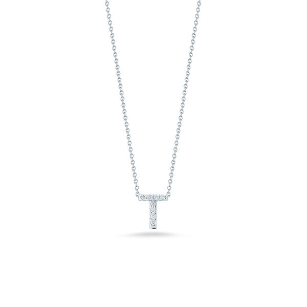 Tiny Treasures Love Letter T White Gold and Diamond Pendant