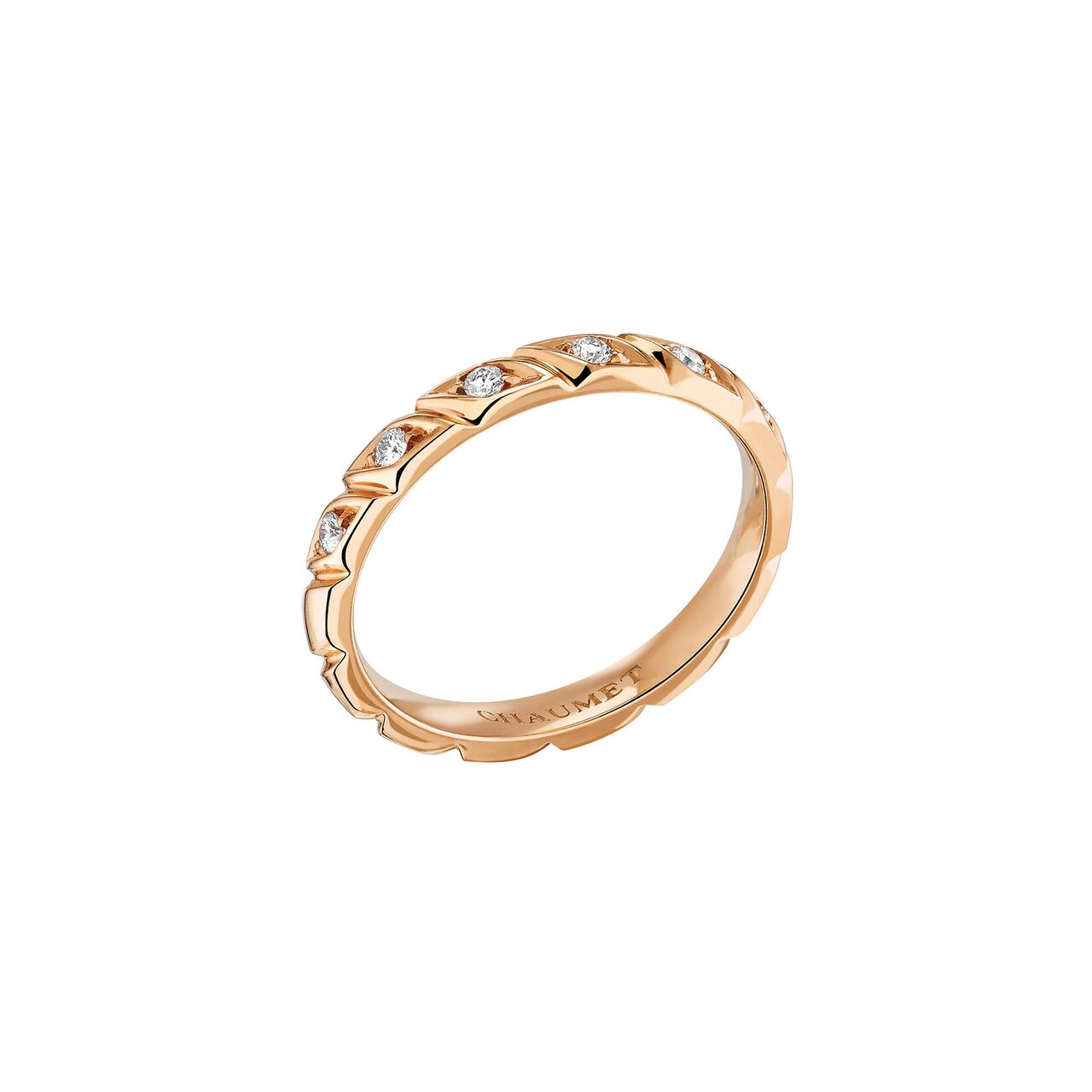 Chaumet Torsade Rose Gold Diamond Half Pavé Wedding Band image number 0
