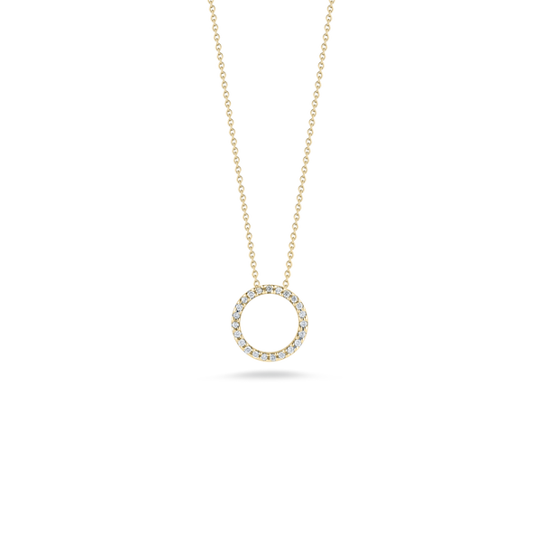 Tiny Treasures Circle of Life 12MM Yellow Gold Diamond Circle Necklace