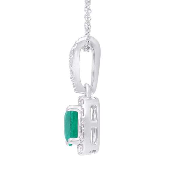Cushion-Cut Emerald and Halo Pendant