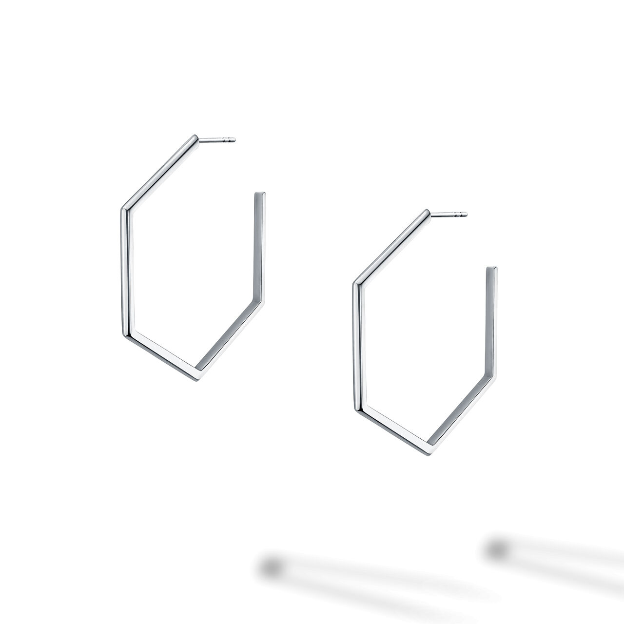 Grandes boucles d’oreilles anneaux hexagonales en argent image number 1
