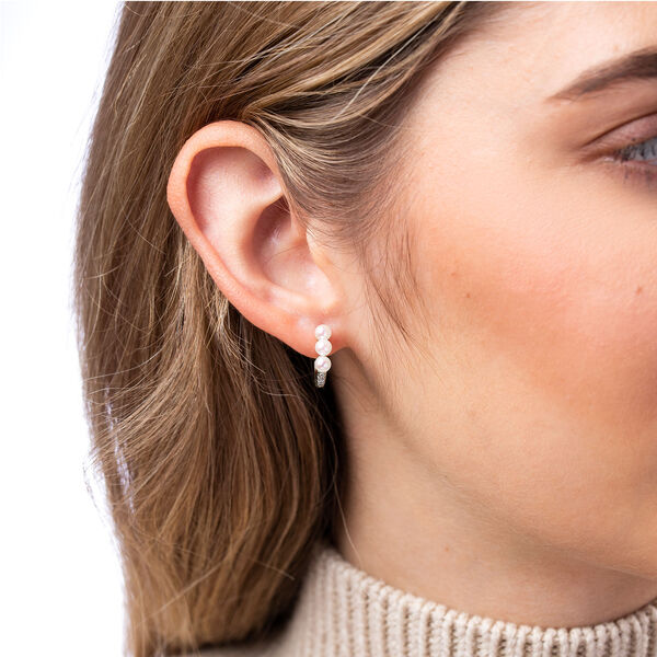 Boucles d'oreilles Eclipse en or blanc avec perles et diamants