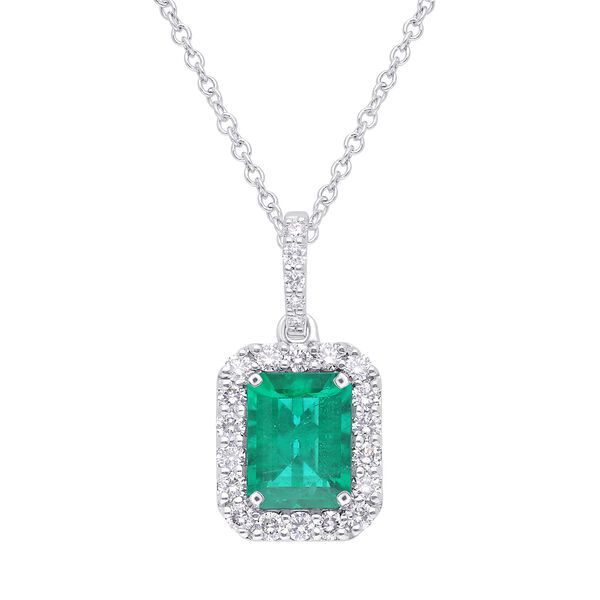 Pendentif avec émeraude et halo de diamants