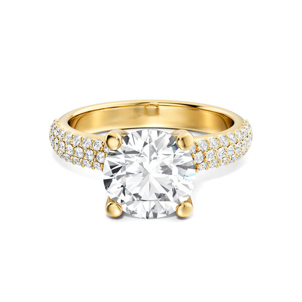 Pav&eacute; Solitaire Engagement Ring in Yellow Gold
