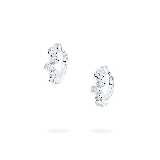 bijoux birks iconic white gold and diamond splash huggie earrings image number 0