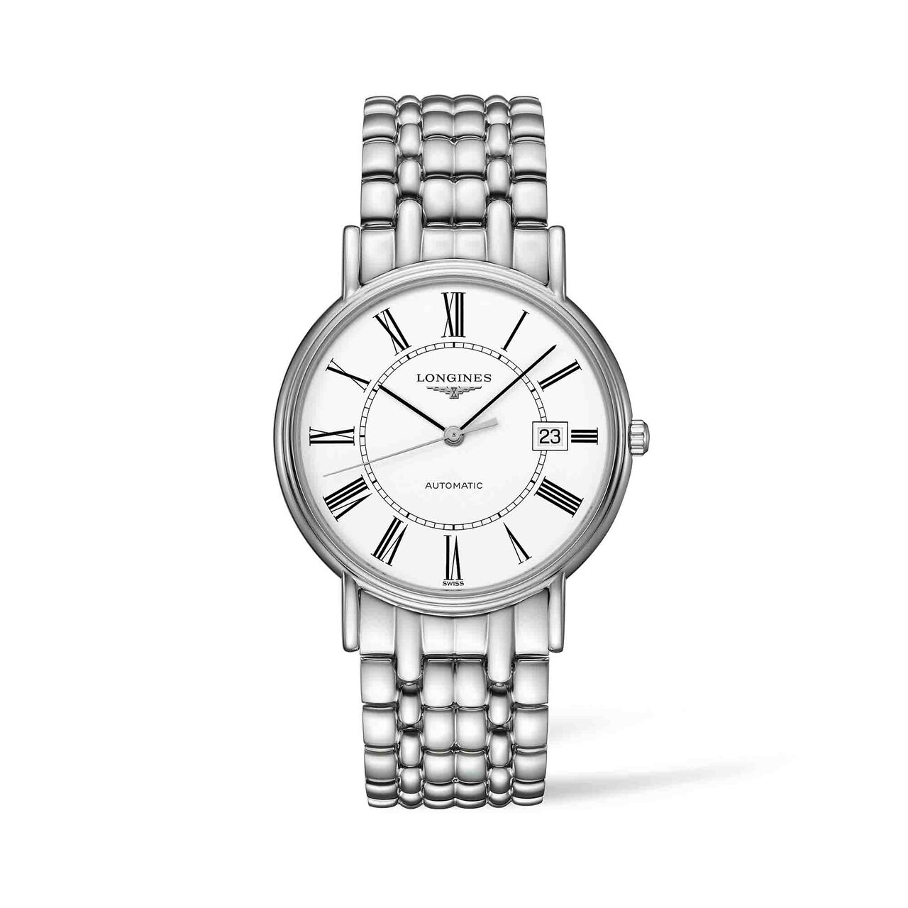 maison birks longines presence 38 5mm automatic stainless steel mat white dial l49214116 image number 0