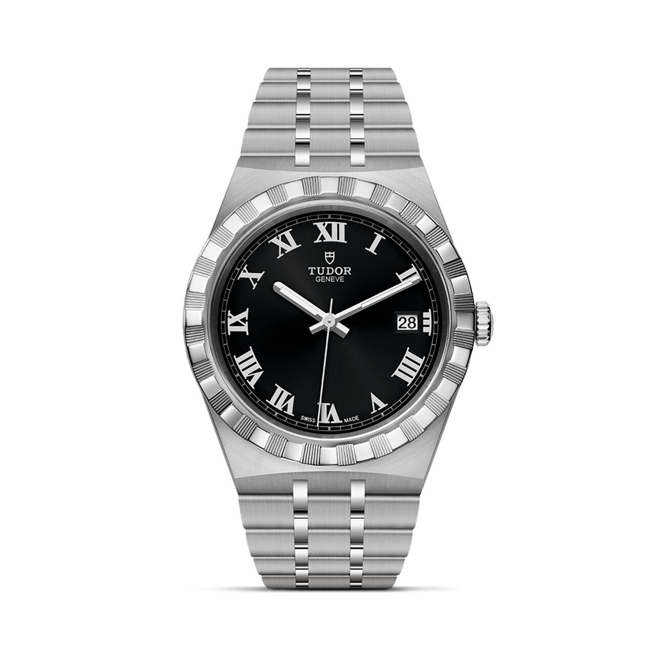 maison birks tudor royal 38 mm steel case dark coloured dial steel bracelet m28500 0003 image number 0