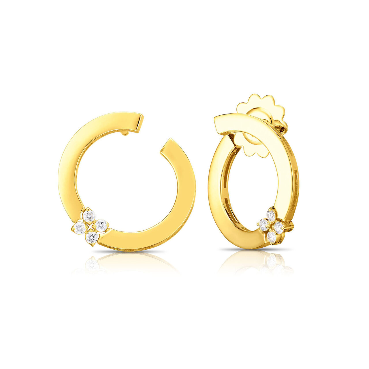 Love In Verona Yellow Gold and Diamond Flower Hoop Earrings image number 0
